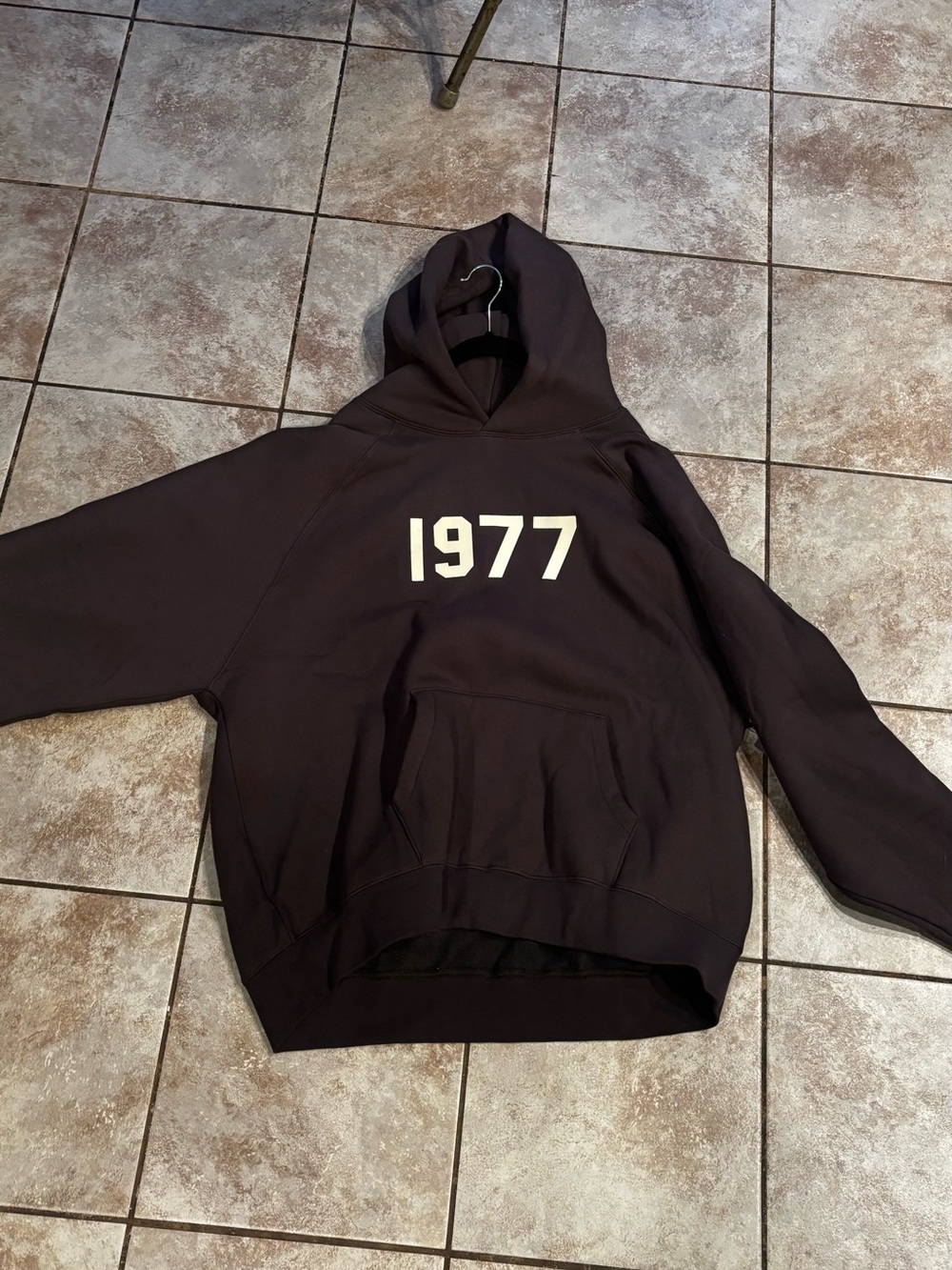 Essentials 1977 Crewneck Hoodie - Black with White Print